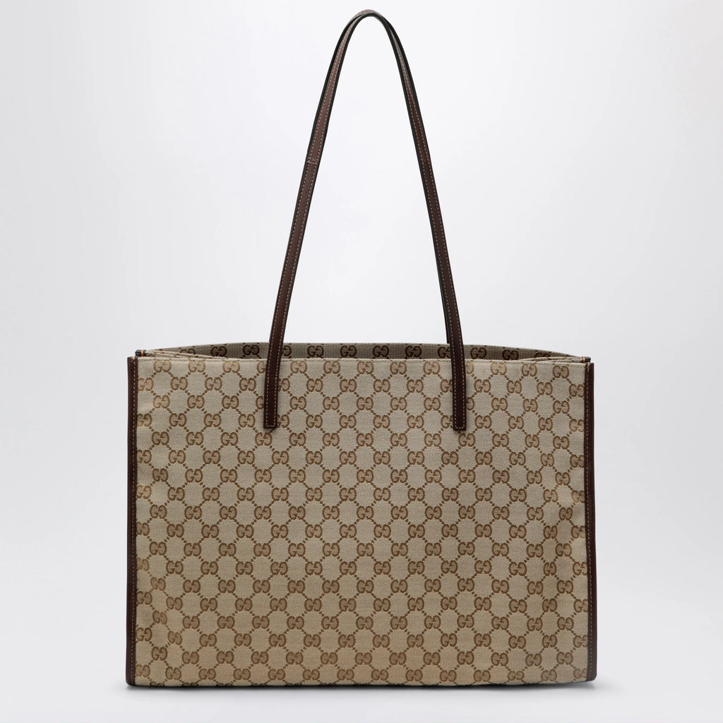 GUCCI Large London shopping bag in beige sand GG fabric