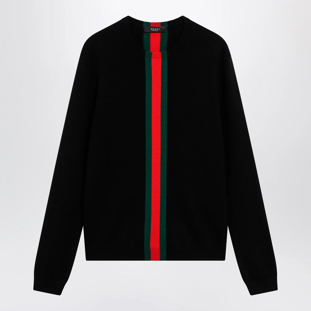 Gucci cashmere sweater with Web motif in black