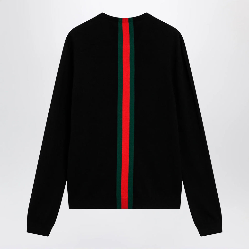 Gucci cashmere sweater with Web motif in black