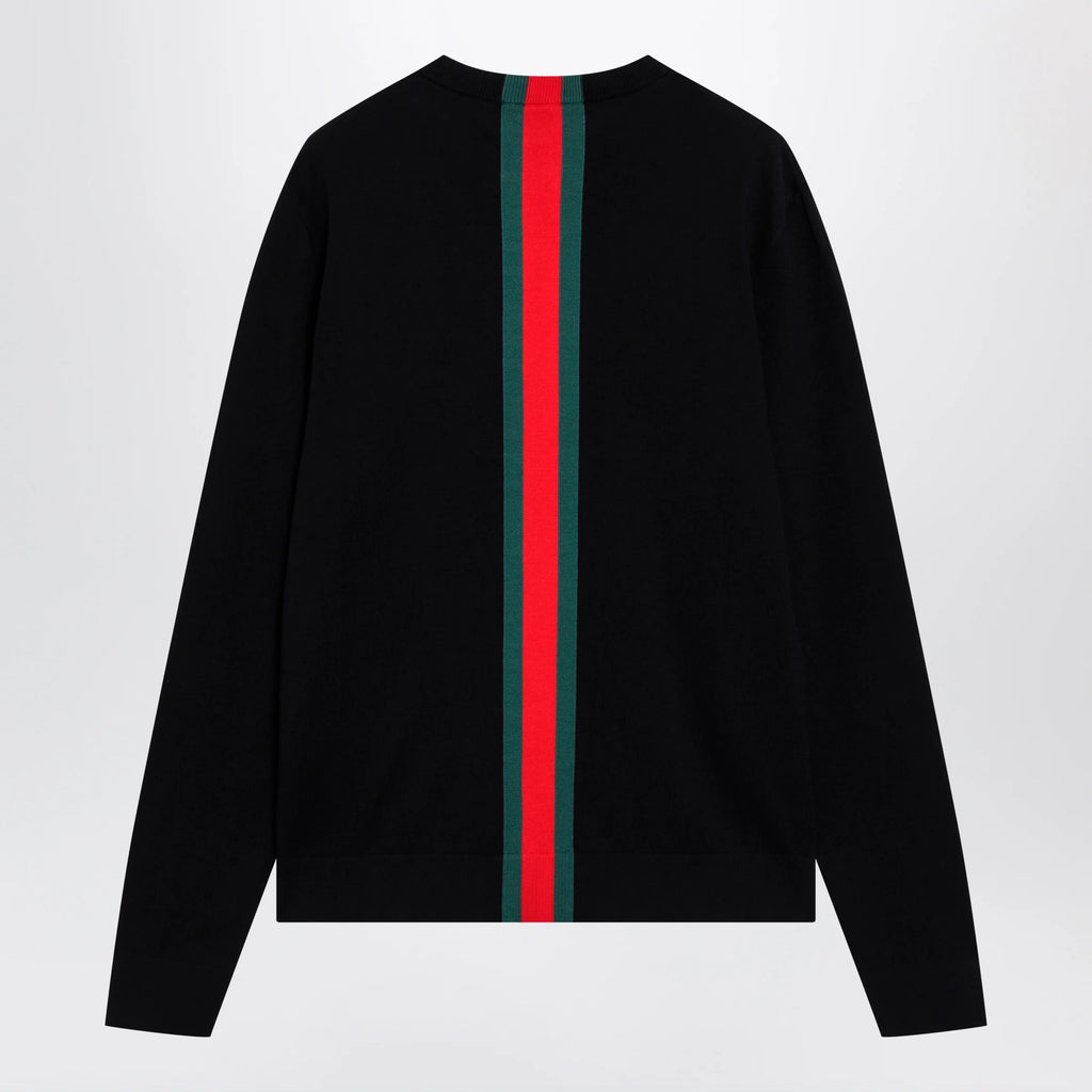 GUCCI Knitted cotton sweater with Web ribbon