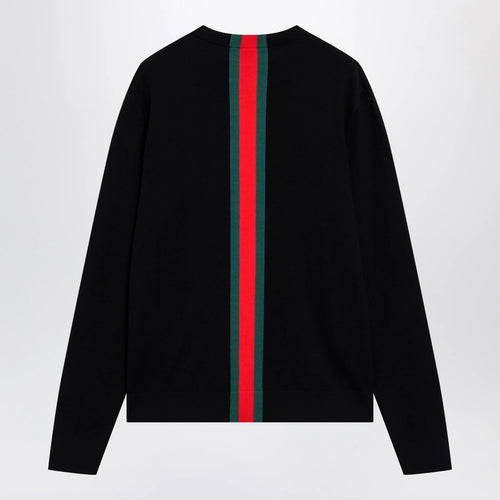 GUCCI Knitted cotton sweater with Web ribbon