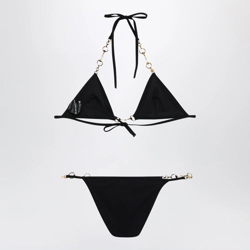 GUCCI Black stretch jersey bikini with clamp chain