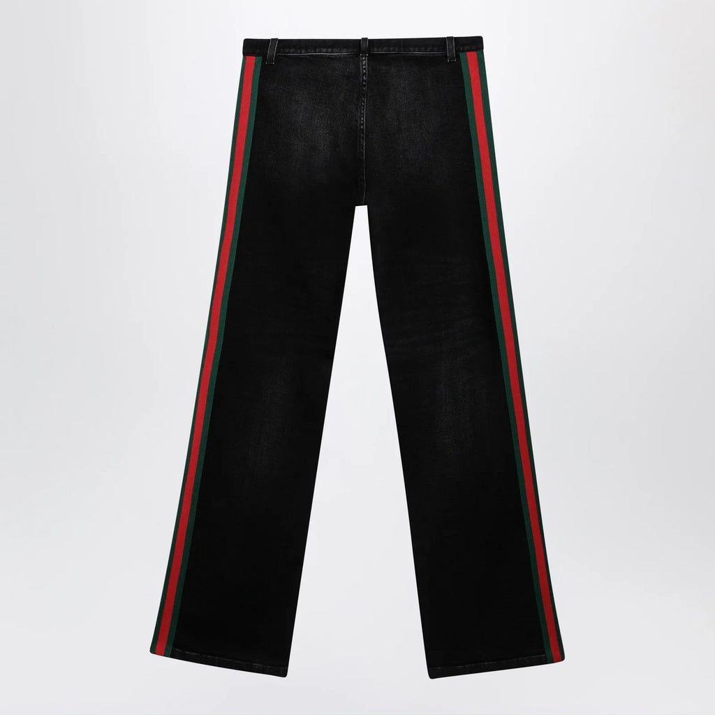 GUCCI Low-rise cotton denim jeans with Web tape in black