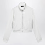 GUCCI Ribbed cotton jersey zip hoodie with Web in white
