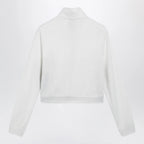 GUCCI Ribbed cotton jersey zip hoodie with Web in white