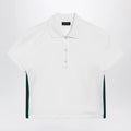 GUCCI Ribbed cotton jersey polo with Web in white