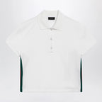 GUCCI Ribbed cotton jersey polo with Web in white