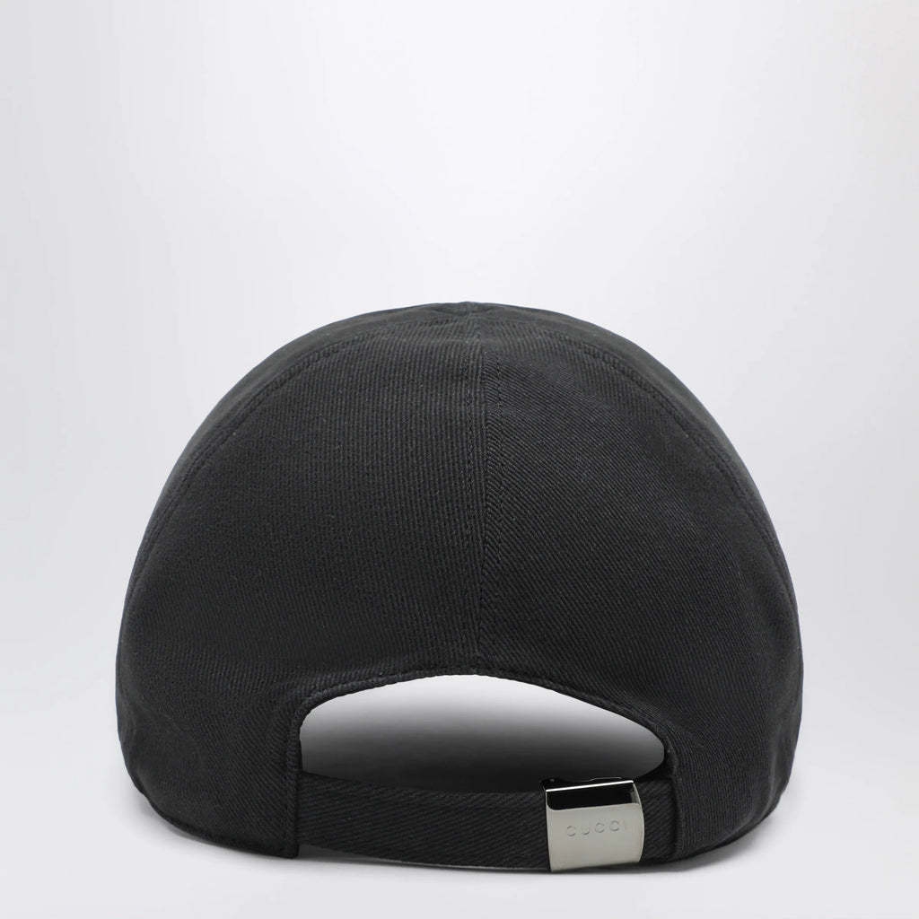 GUCCI Black cotton baseball cap with embroidered logo