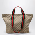 GUCCI Medium shopping bag in sand beige GG fabric