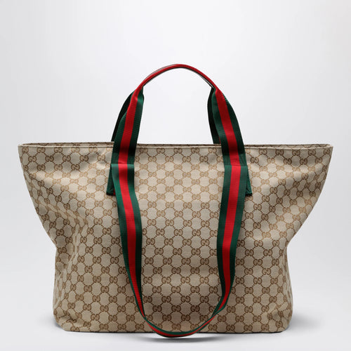 GUCCI Medium shopping bag in sand beige GG fabric