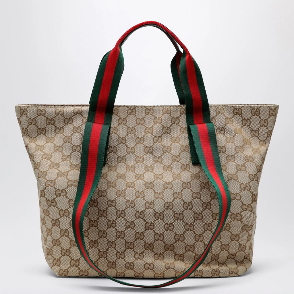 GUCCI Small shopping bag in sand beige GG fabric