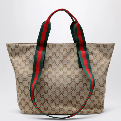 GUCCI Small shopping bag in sand beige GG fabric
