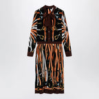 GUCCI Black/brown silk shirt dress with equestrian print