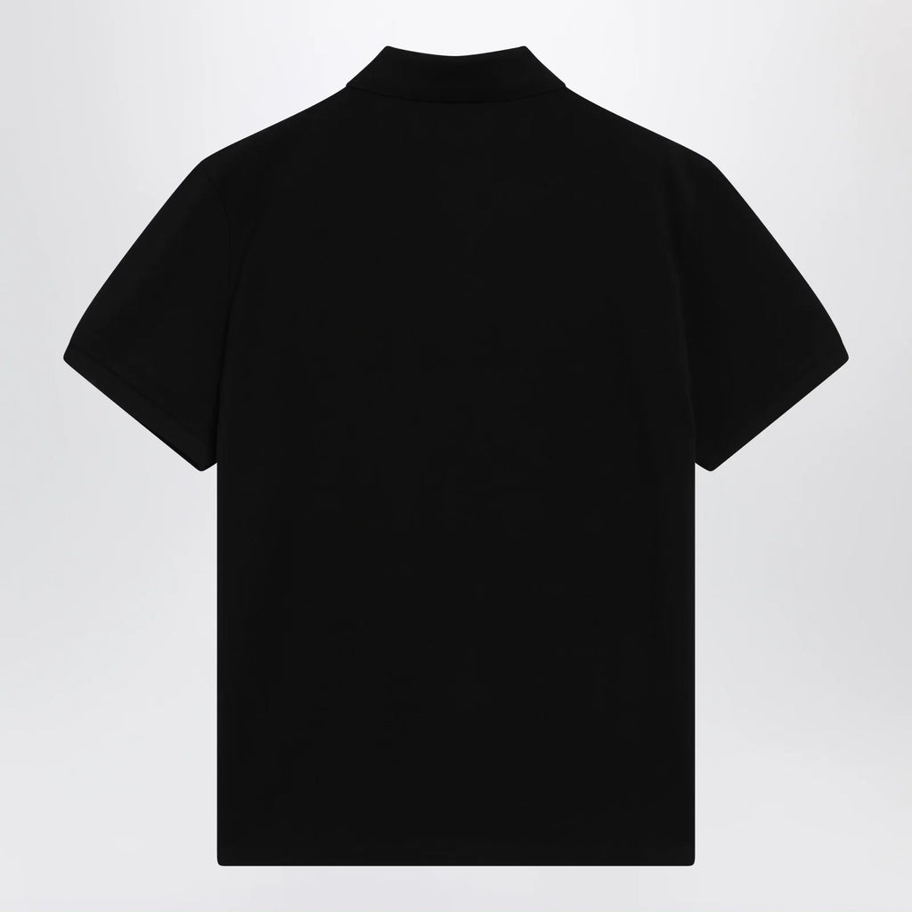 Moncler Black cotton piqué polo shirt with logo