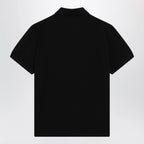 Moncler Black cotton piqué polo shirt with logo
