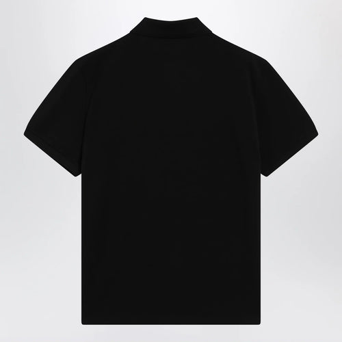 Moncler Black cotton piqué polo shirt with logo