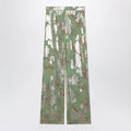 Valentino Silk trousers with all-over print in green