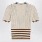 Valentino Openwork striped cotton cardigan