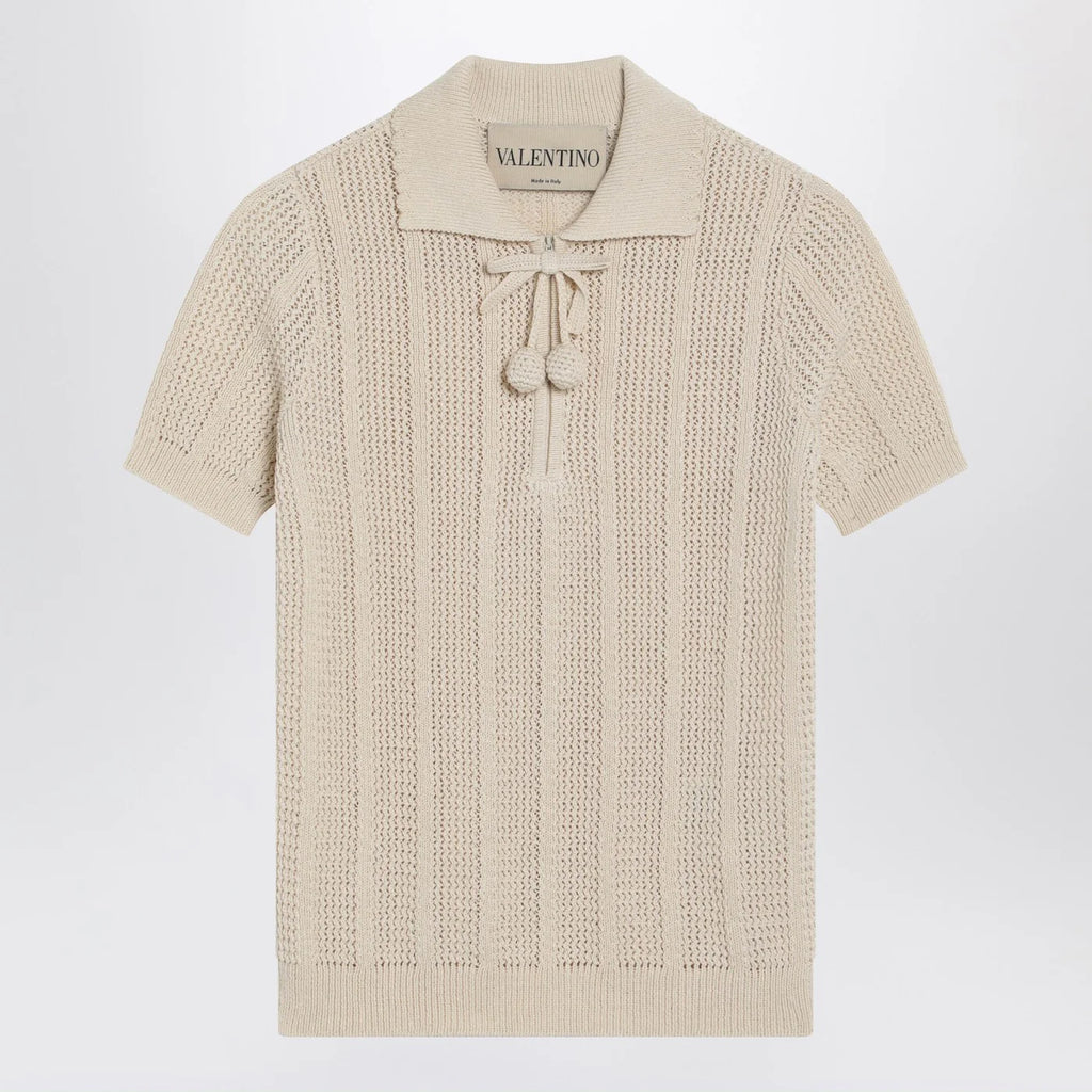 Valentino Ivory cotton knit polo shirt