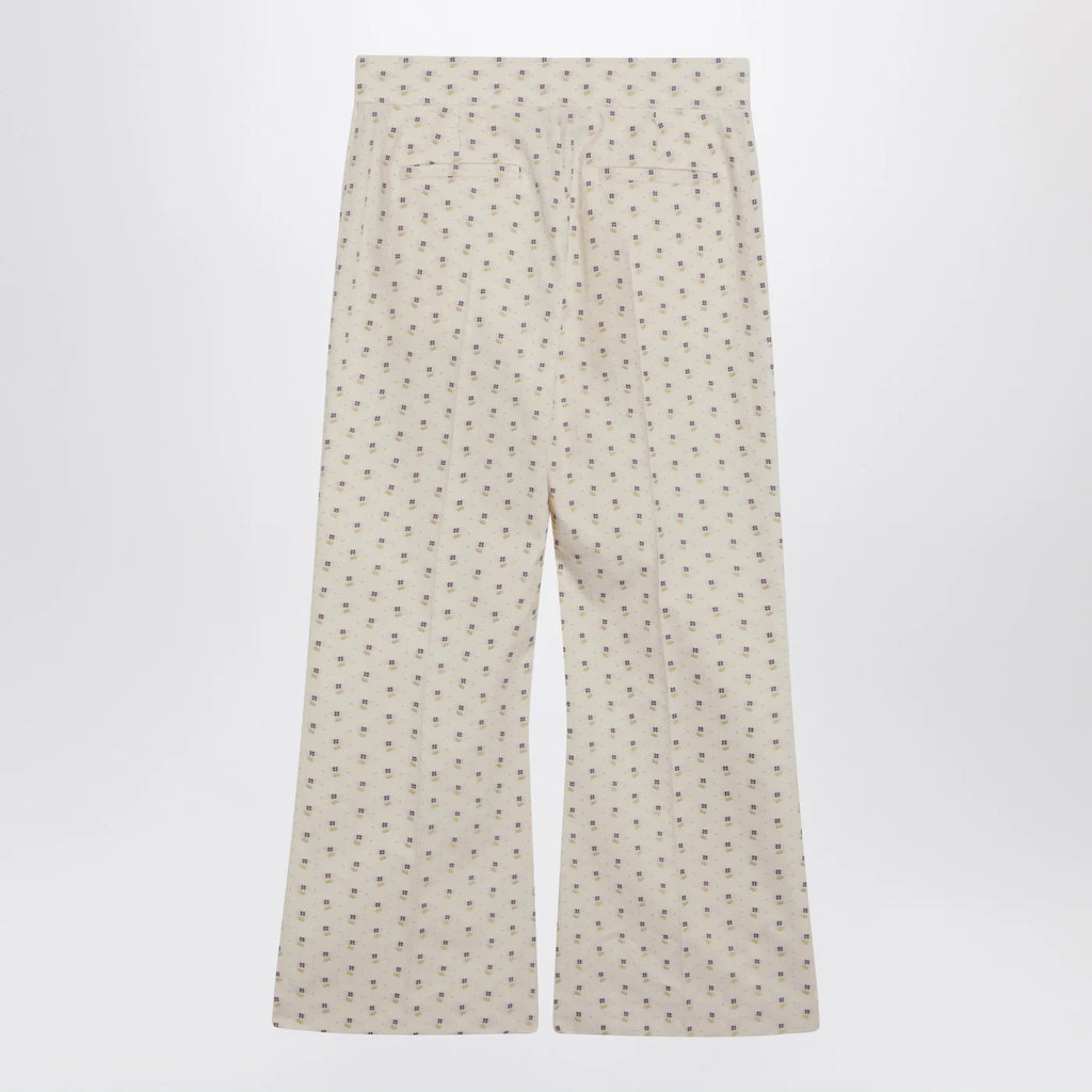 Valentino Ivory trousers with floral pattern