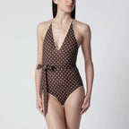 Valentino Brown swimsuit with Plusdepois motif