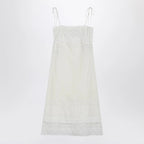 Valentino Ivory linen midi dress with Sangallo embroidery