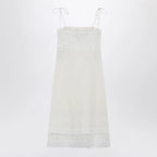 Valentino Ivory linen midi dress with Sangallo embroidery