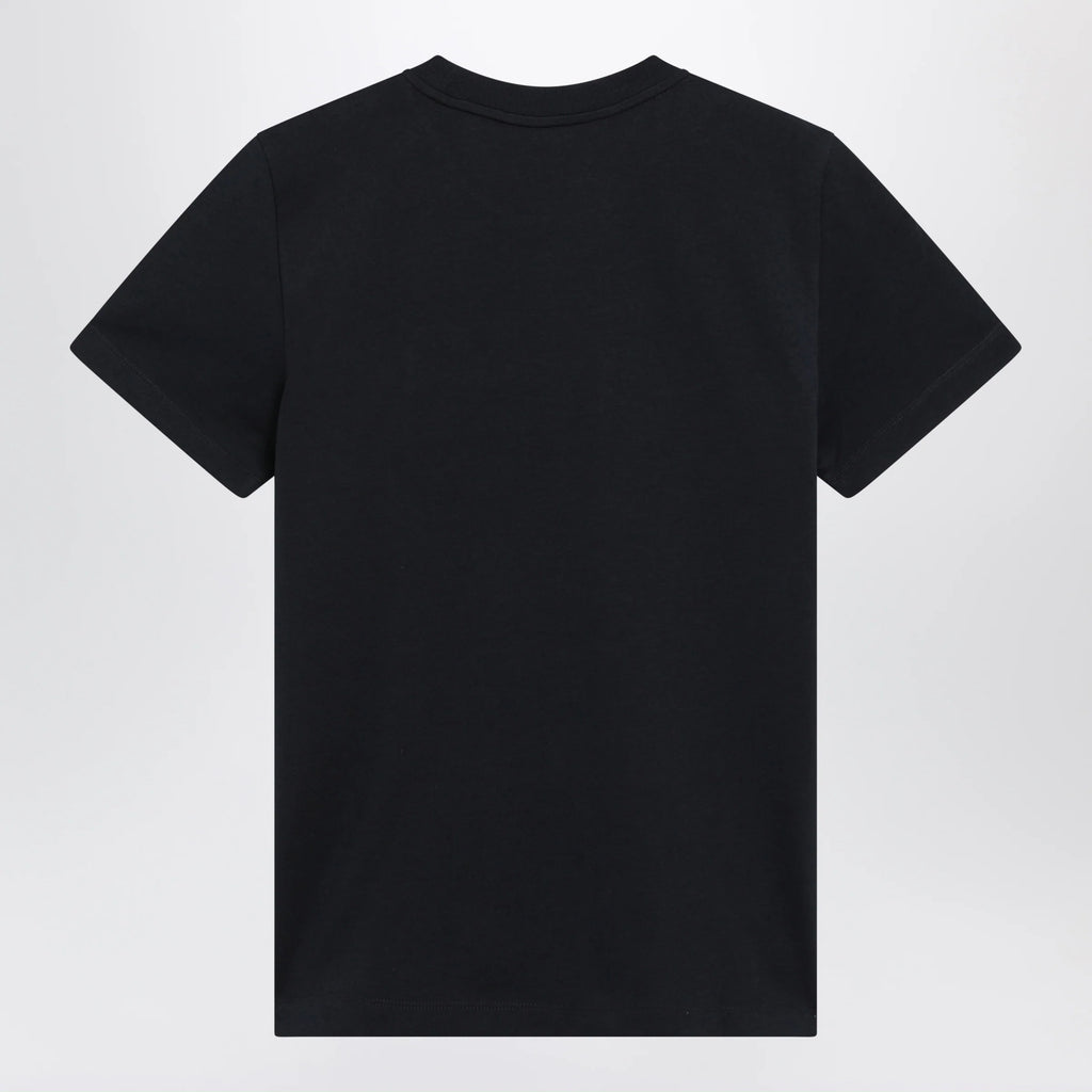 Moncler Navy blue T-shirt with logo embroidery