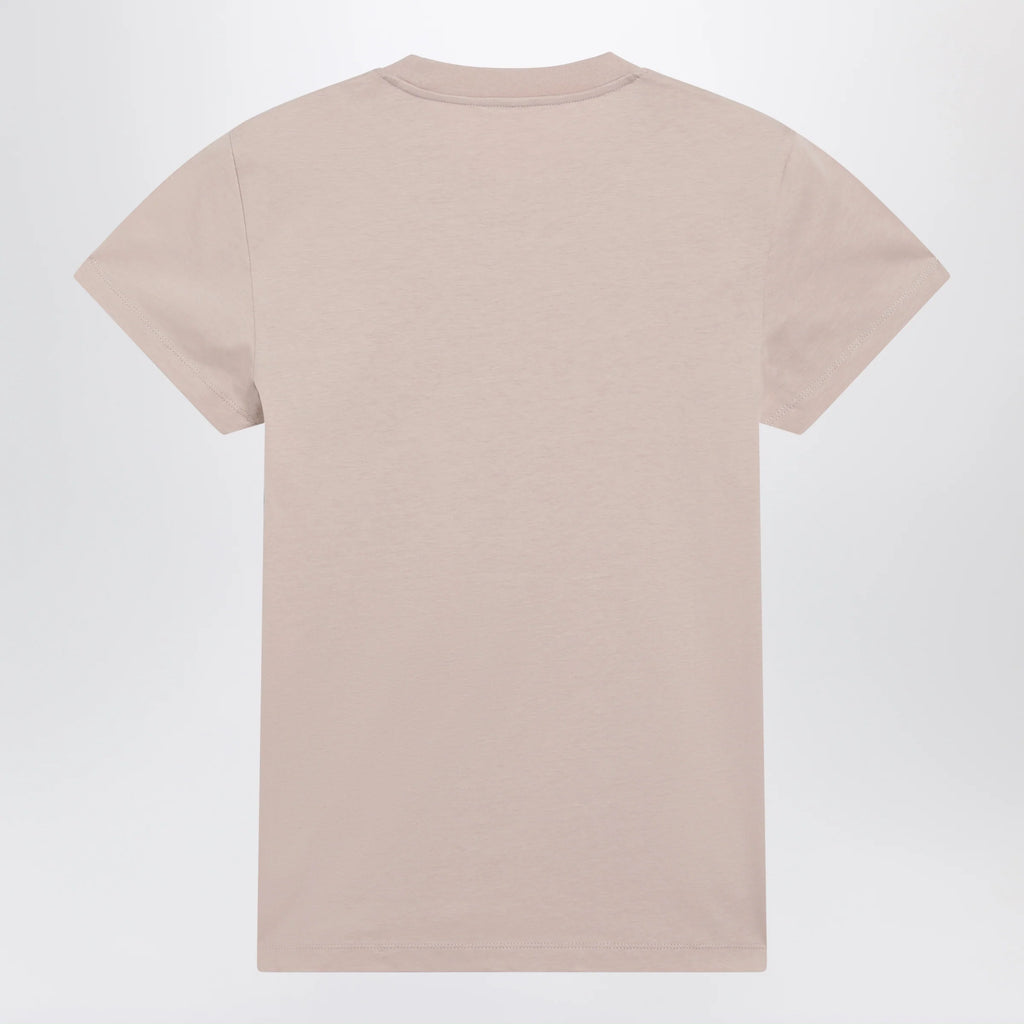 Moncler Pink T-shirt with logo embroidery