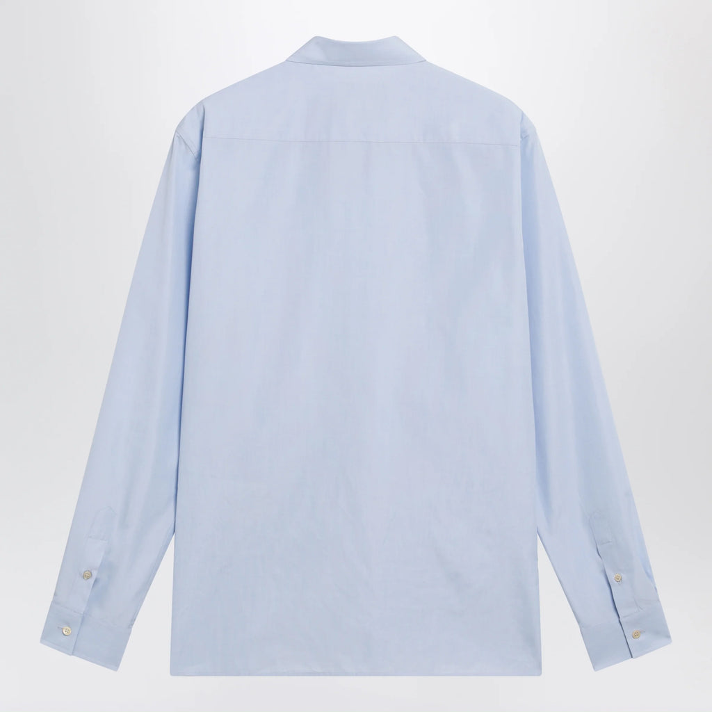 Valentino Light blue fil-à-fil cotton shirt with VLogo embroidery