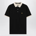 Valentino Black cotton piqué polo shirt with Vgold