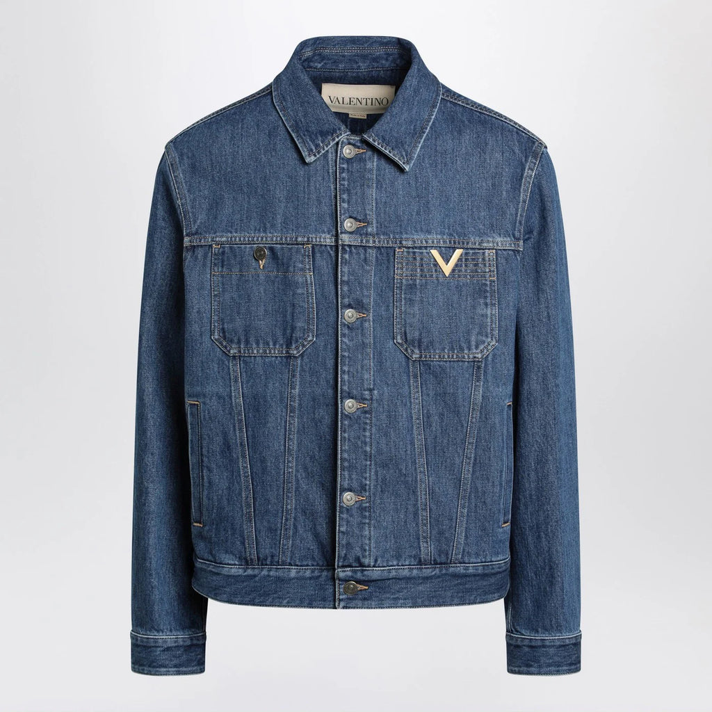 Valentino Blue denim jacket with Vgold detail