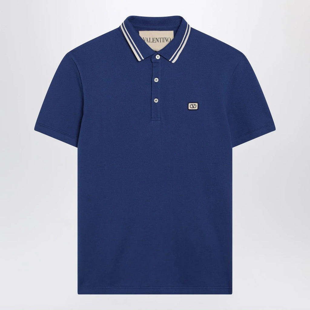 Valentino Blue polo shirt with Vlogo patch