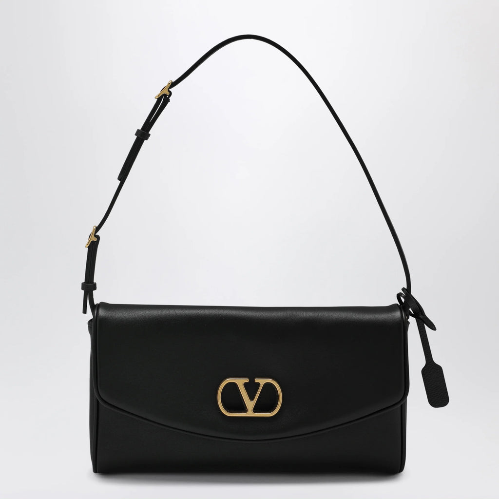 Valentino Garavani Devain VLogo leather clutch shoulder bag in black