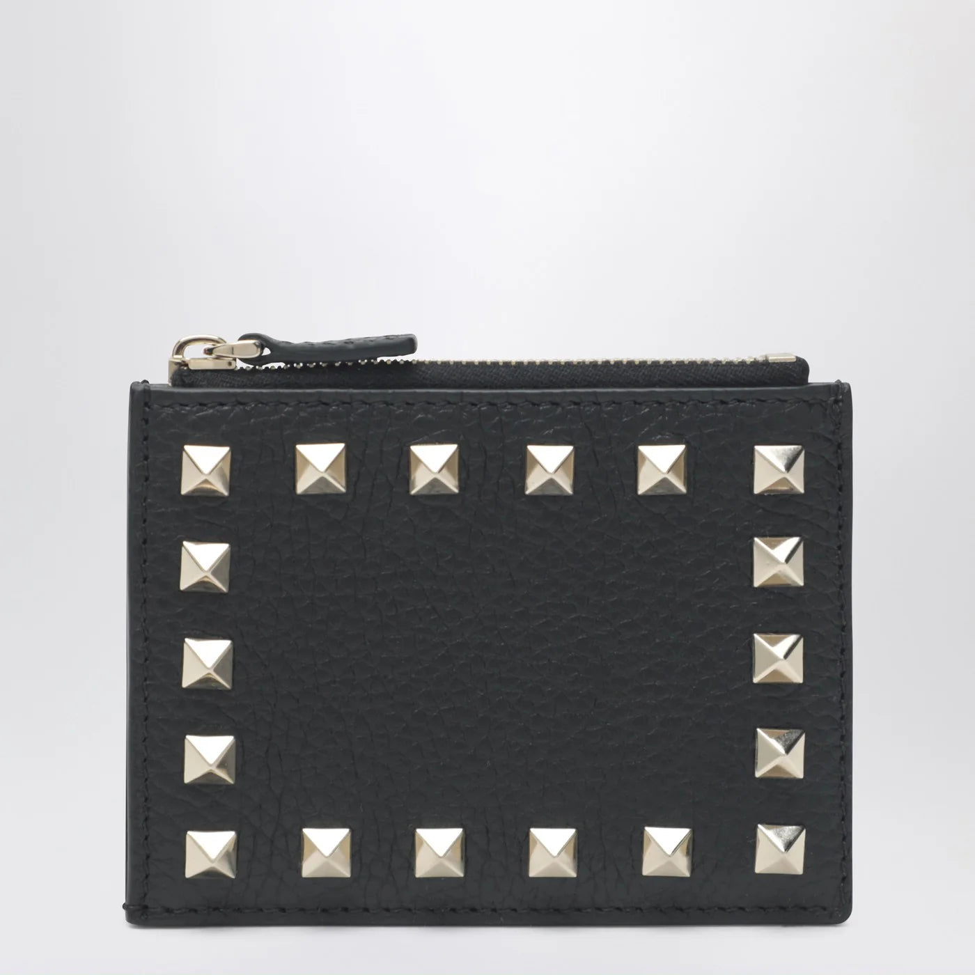 Valentino Garavani Black leather Rockstud zip card holder