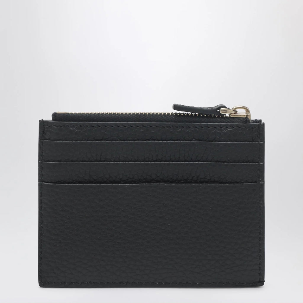 Valentino Garavani Black leather Rockstud zip card holder