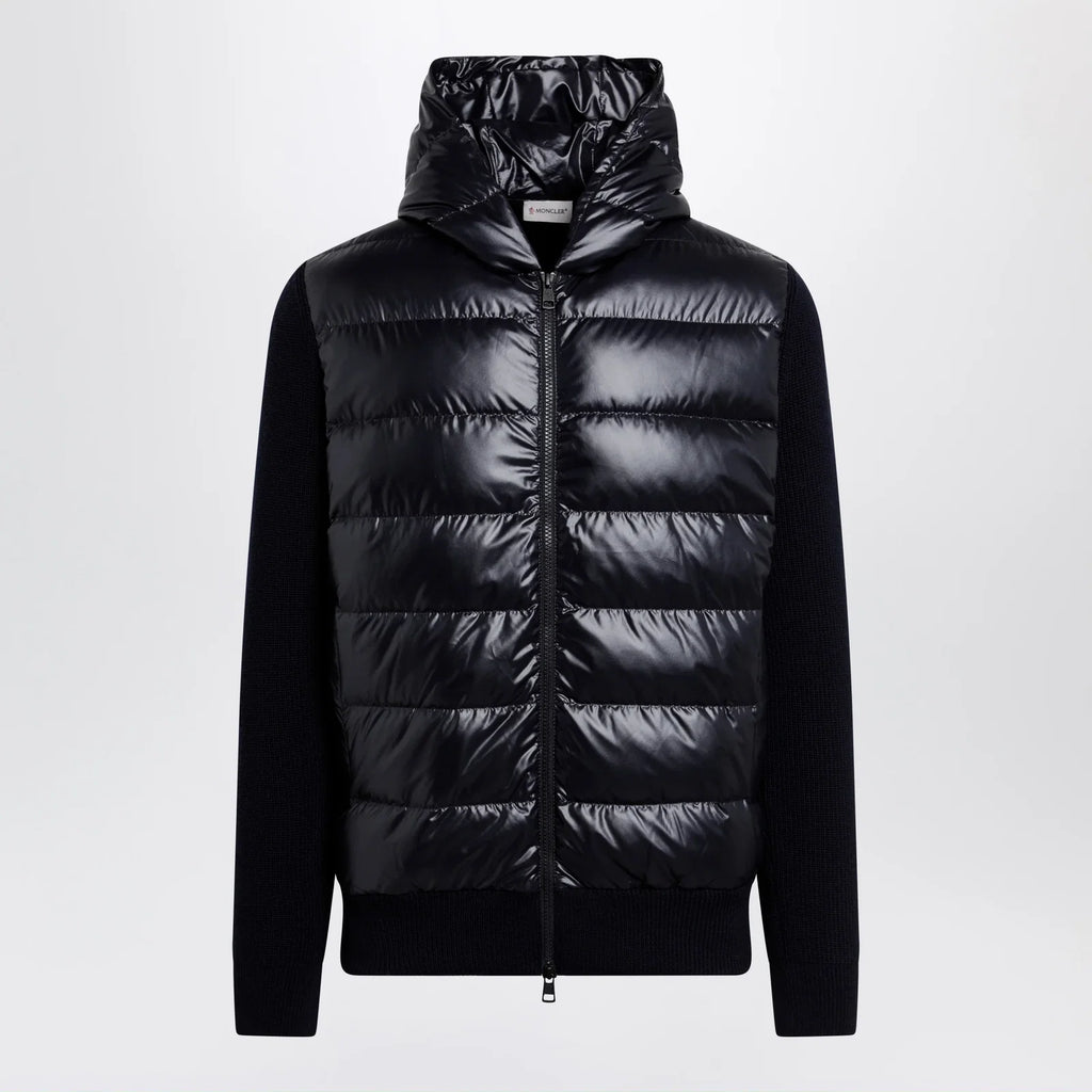 Moncler Blue padded wool zip-up hoodie