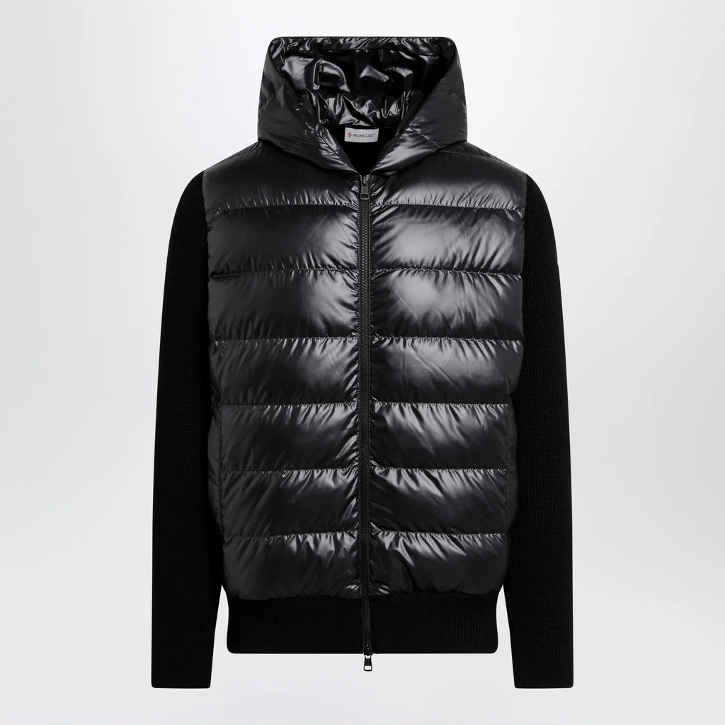 Moncler Black padded wool zip-up hoodie
