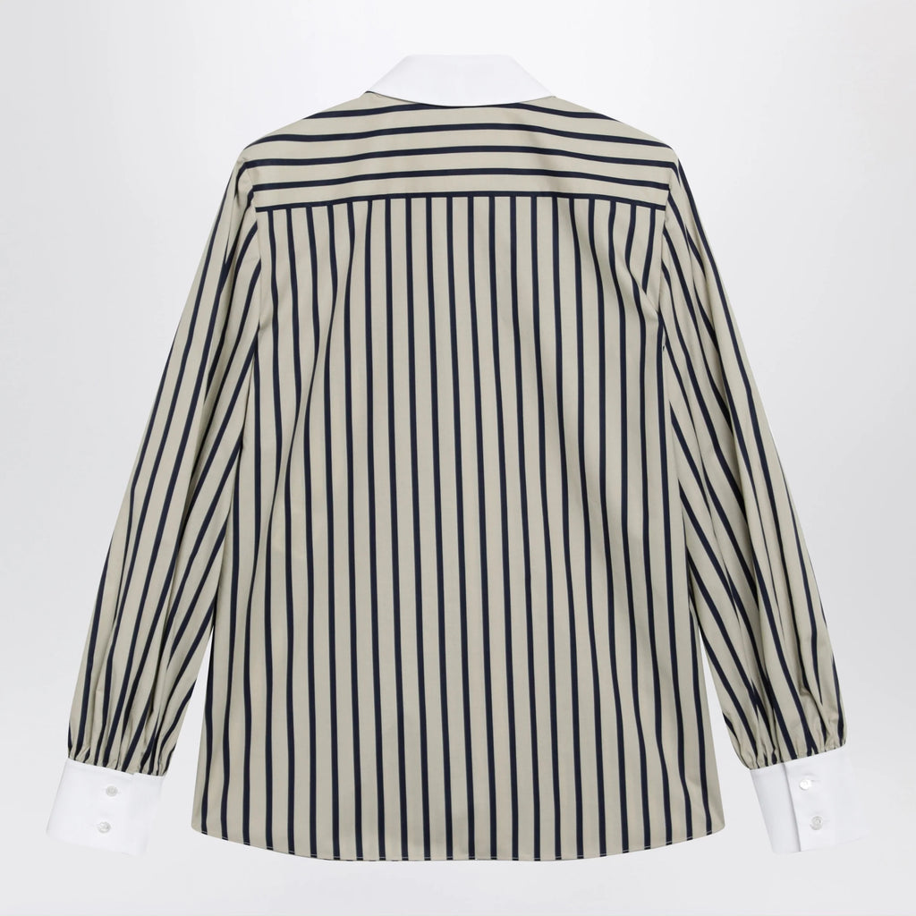 Valentino Striped cotton shirt with scarf in beige and blue