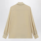 Valentino Light Beige Silk Bow Shirt