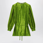 Valentino Avocado Polka-Dot Silk-Blend Jacquard Mini Dress