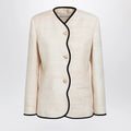 Valentino Milk-honey coloured silk and linen jacket