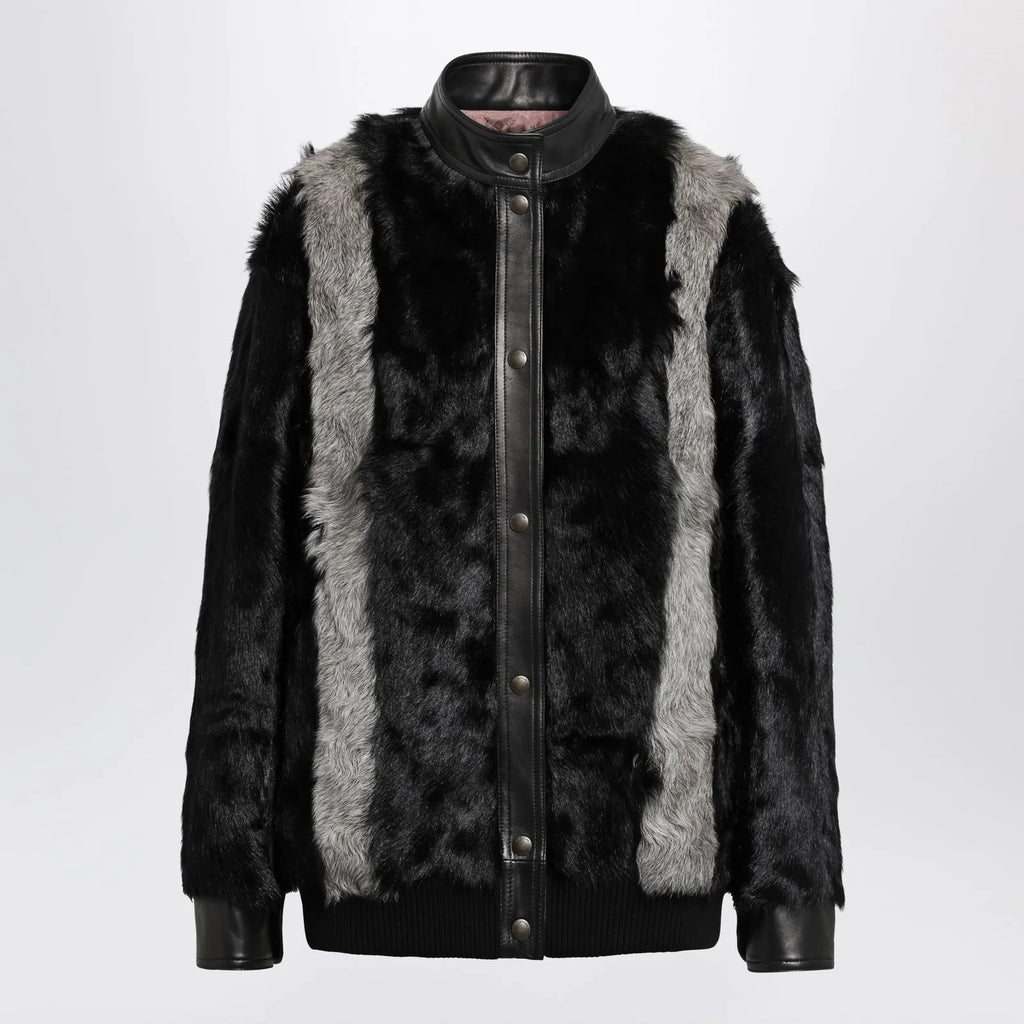 Valentino Black/Grey shearling and leather jacket