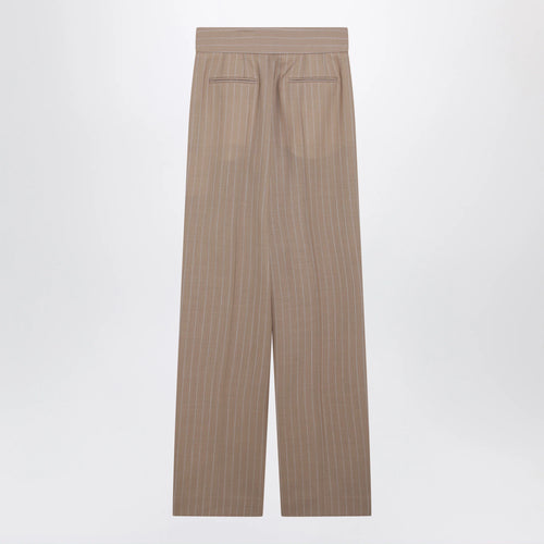 Valentino Mud-colored pinstripe wool trousers