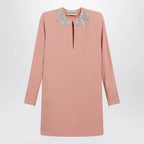 Valentino Pink silk short dress with embroidered bows