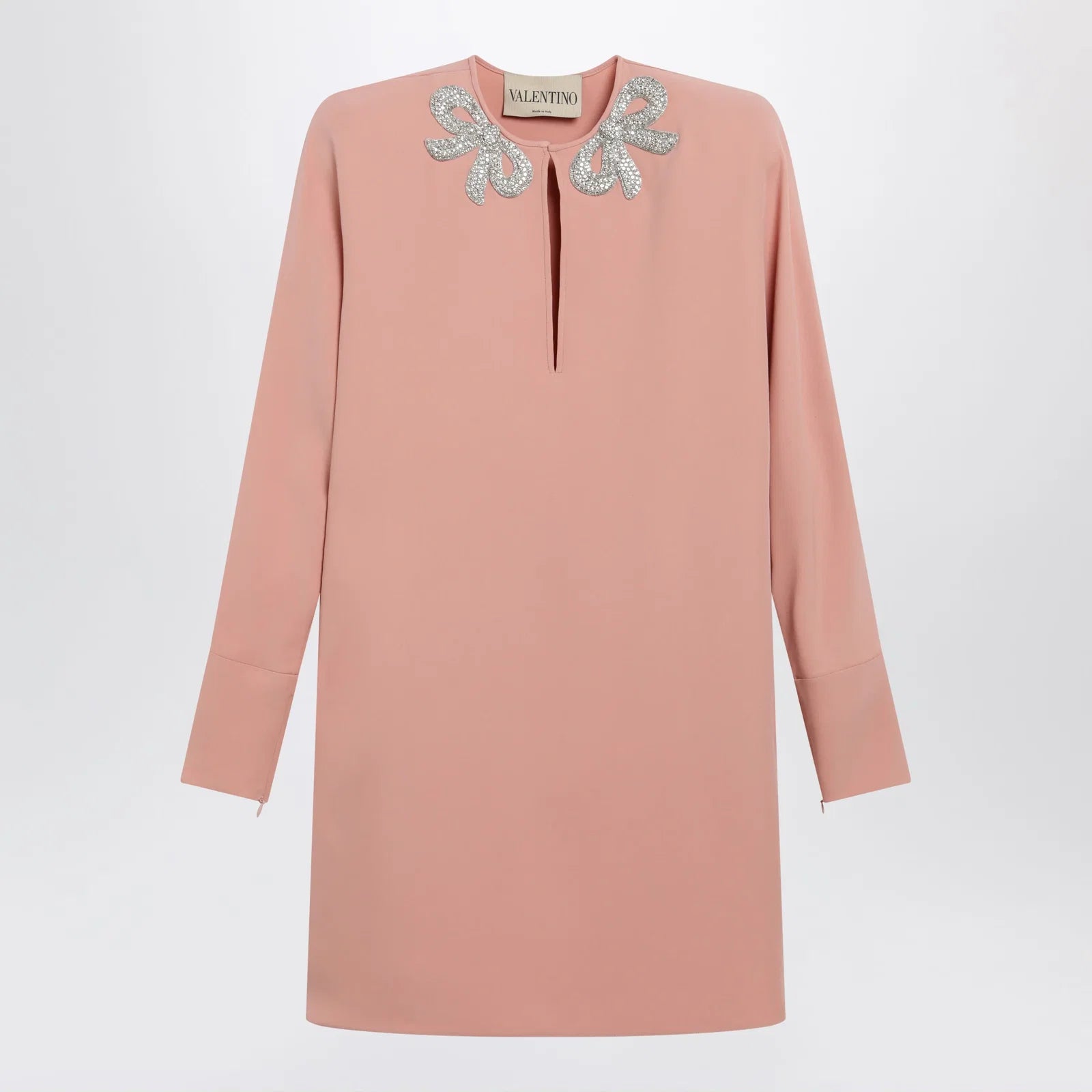 Valentino Pink silk short dress with embroidered bows