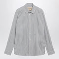 Valentino Ivory/green striped shirt with Vlogo