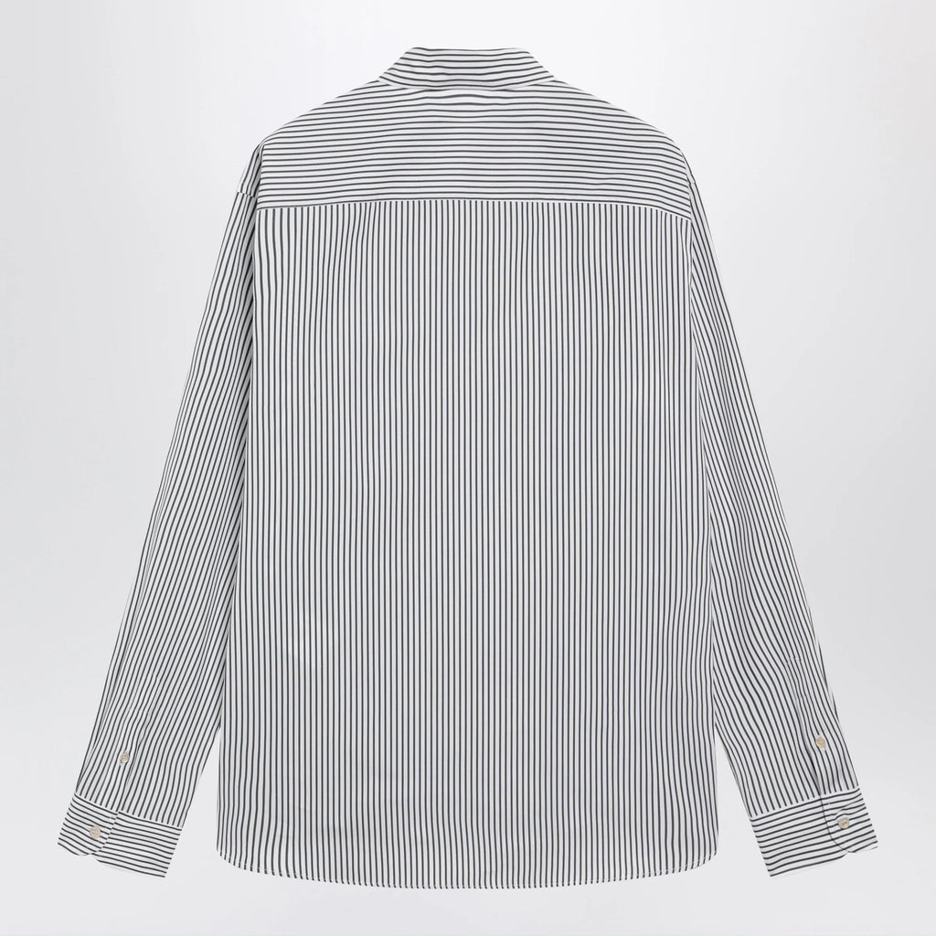 Valentino Ivory/green striped shirt with Vlogo