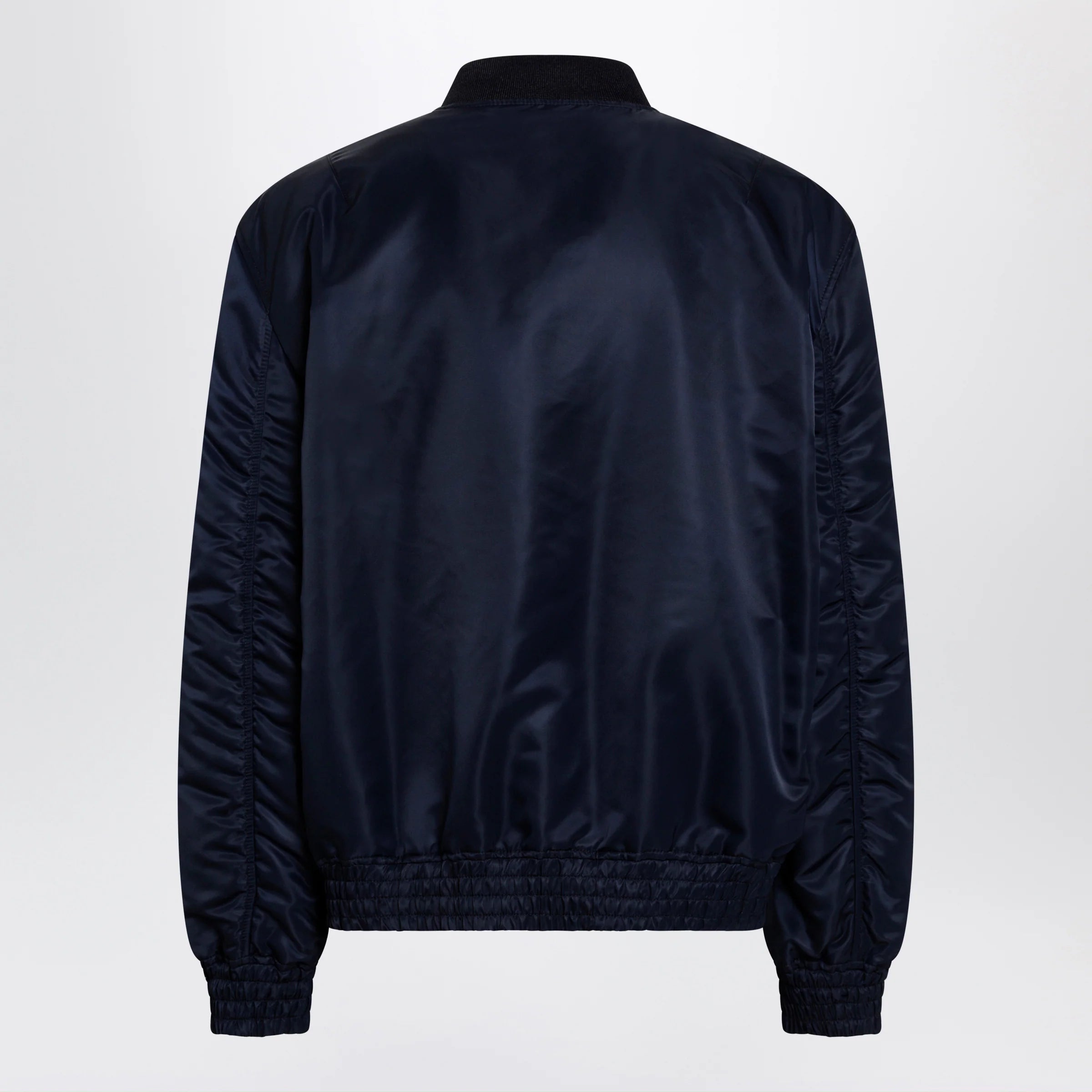 Valentino Shiny navy blue zip-up bomber jacket with Vlogo