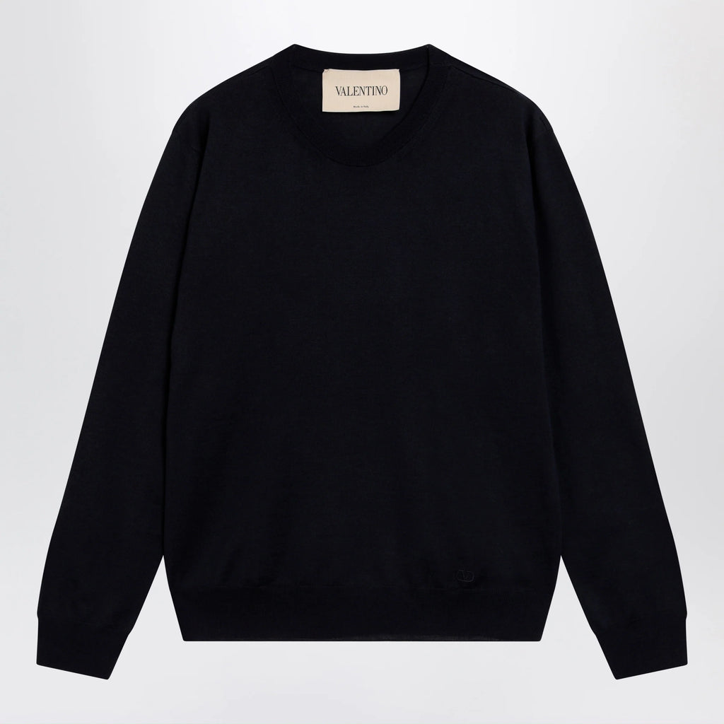 Valentino Navy blue wool crewneck sweater